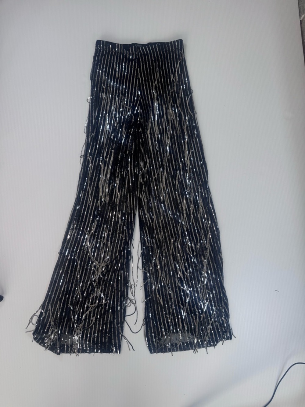 AKIRA Black Sequin Fringe Set ✨ Crop Top + Wide Leg Pants | S/M | Glam Party - Picture 5 of 7